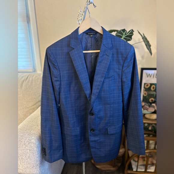 Banana Republic Navy Checkered Blazer Marlane Slim Fit 40R - Picture 1 of 6